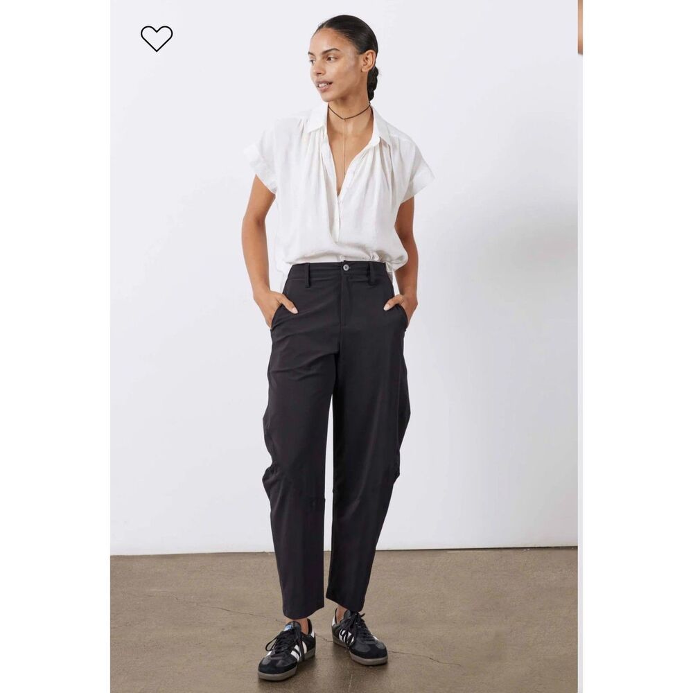 Ruti The Wide-Ish Pants Black Barrel Ankle Elastic Waist-Size 2